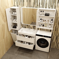 Style Line Мебель для ванной Бергамо Мини 80 подвесная белая Люкс антискрейтч Plus – фотография-15